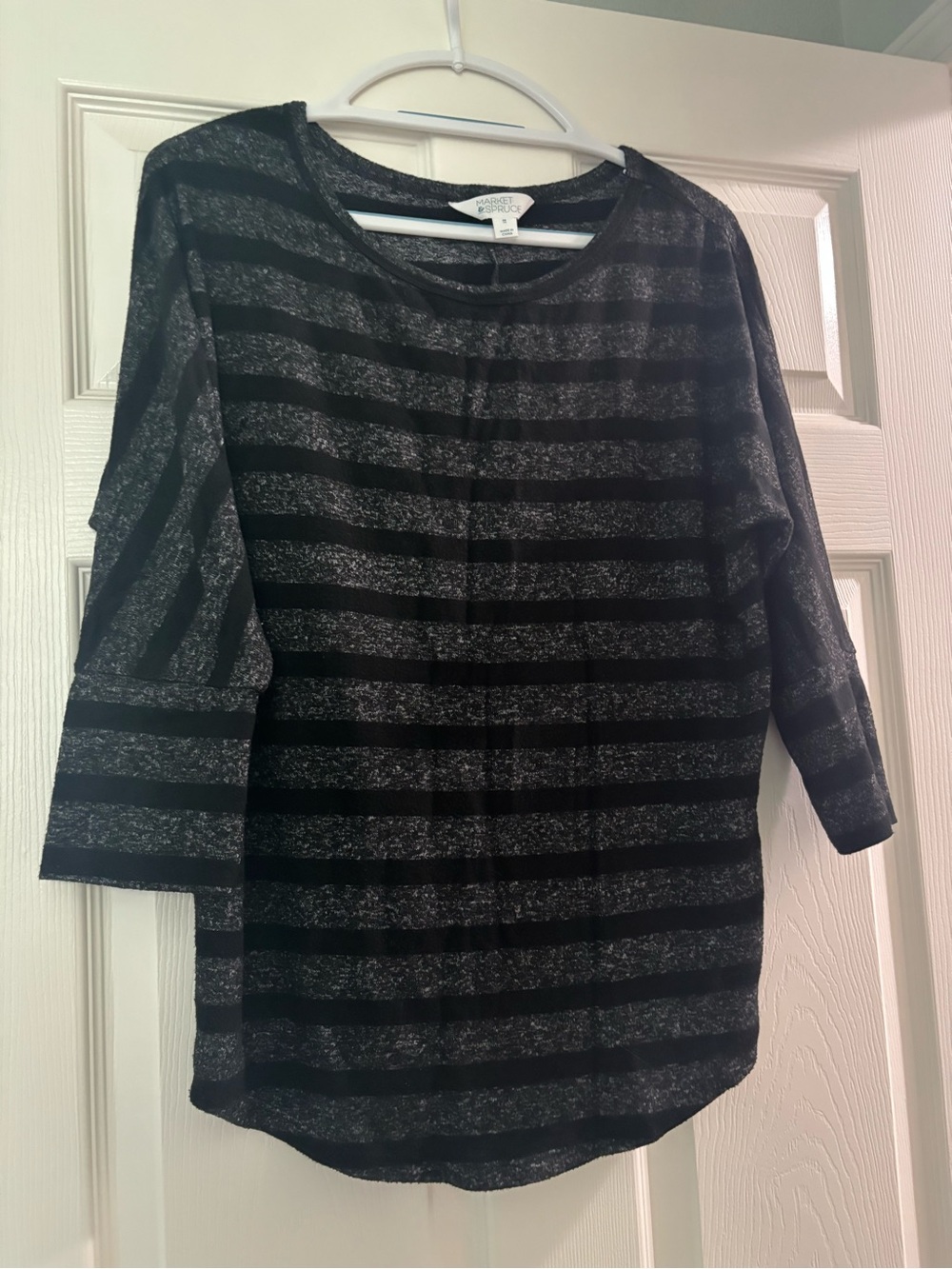 Market & Spruce Black and Gray Striped Top